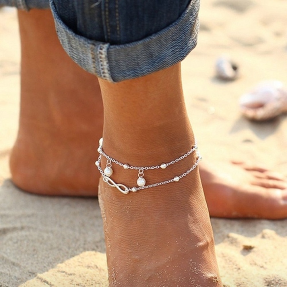 (ONLY ONE AVAILABLE LEFT)925 Silver Ankle Bracelet - Picture 4 of 7